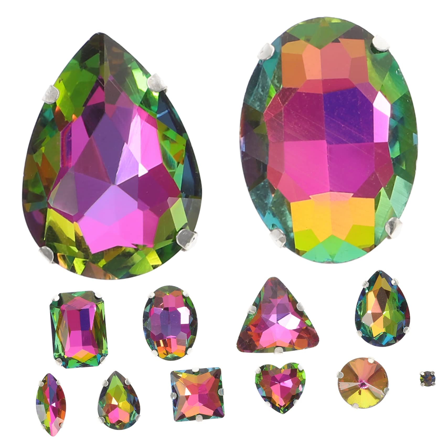 Lurrose 100stücke Rhinestones Für Dekorationen Glitzernde Glassteine Aufnähen Für Kleidung Taschen Und Accessoires Für Hochzeitskleider Und Handarbeiten