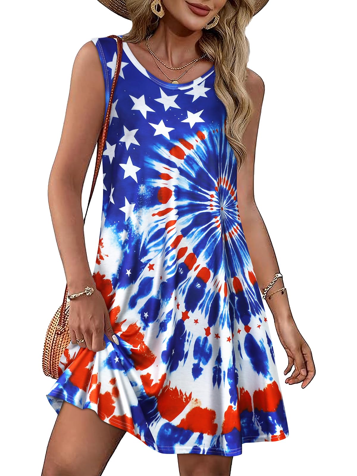 elescat Summer Dresses for Women Boho Sleeveless Pocket Tshirt Sundresses