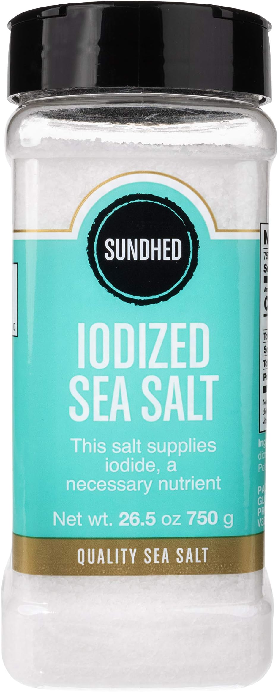 Sundhed Sea Salt (Fine) in Refill | 750 Grams (26.45 oz) | Gourmet Seasoning Salt | Real and Natural Iodized Salt | Keto Friendly and Kosher Certified
