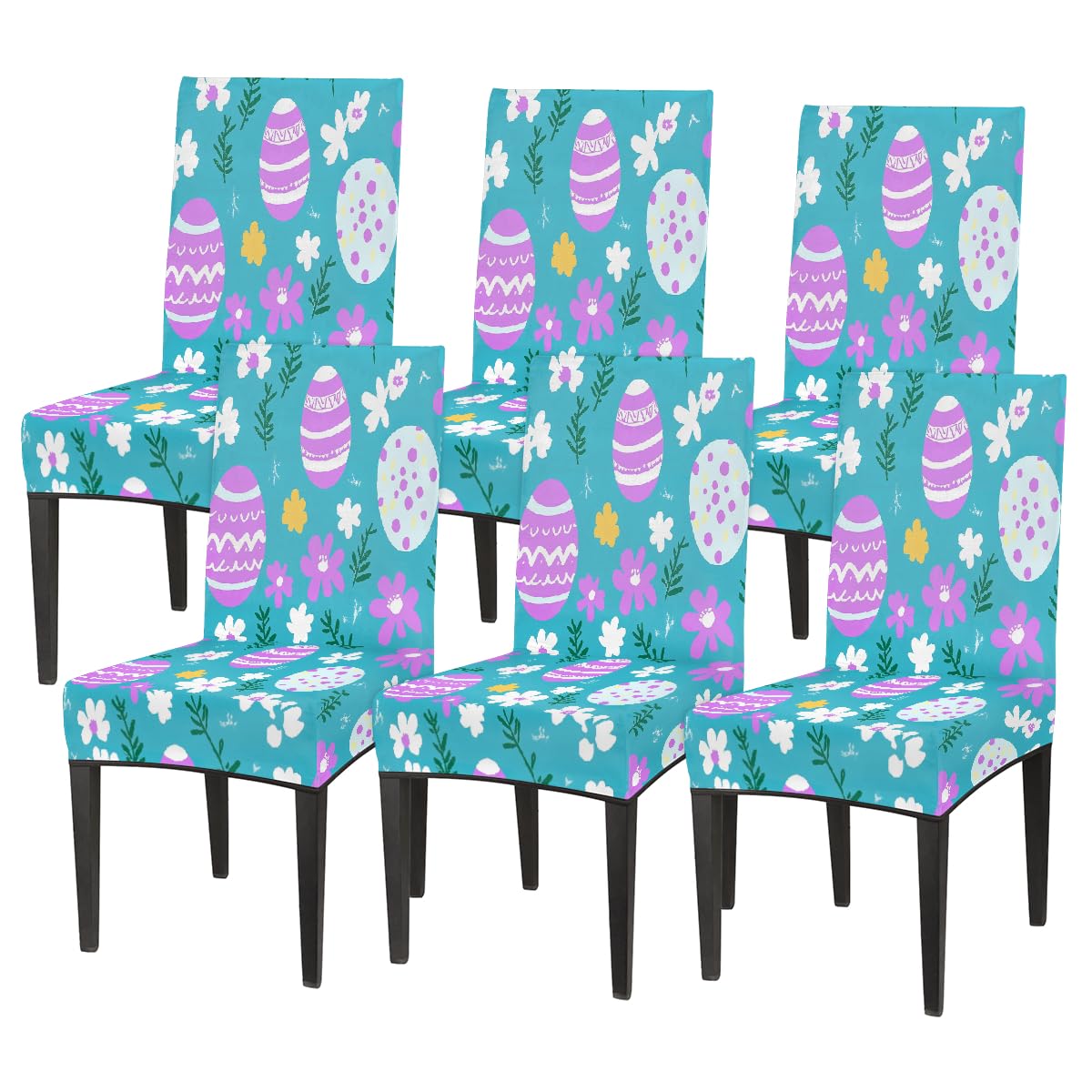 Mexpekil Set di 6 coprisedia elasticizzati per sedie da pranzo, lavabili, per cucina, matrimoni, feste, colore: viola e bianco