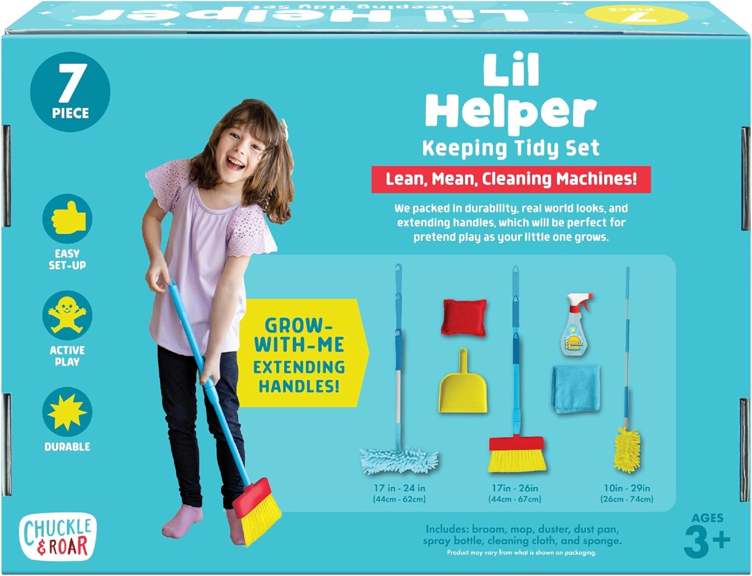 Chuckle & Roar - Lil Helper Keeping Tidy Set - Active Imagination Engaging Pretend Play - 7 Piece Cleaning Set for preschoolers