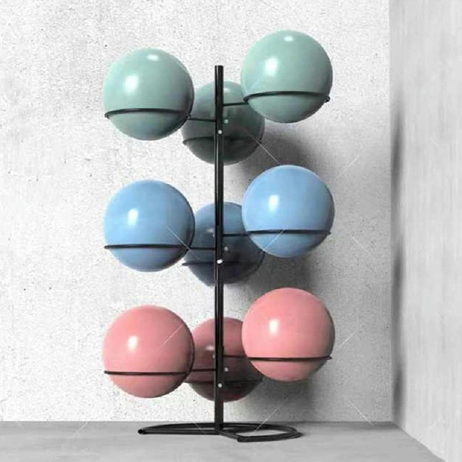 Metal Large Yoga Ball Holder, 1 -Layer Exercise Ball Storage Rack, Yoga Studio and Home or Commercial Gym Exercise Equipment Organizer, Easy Install