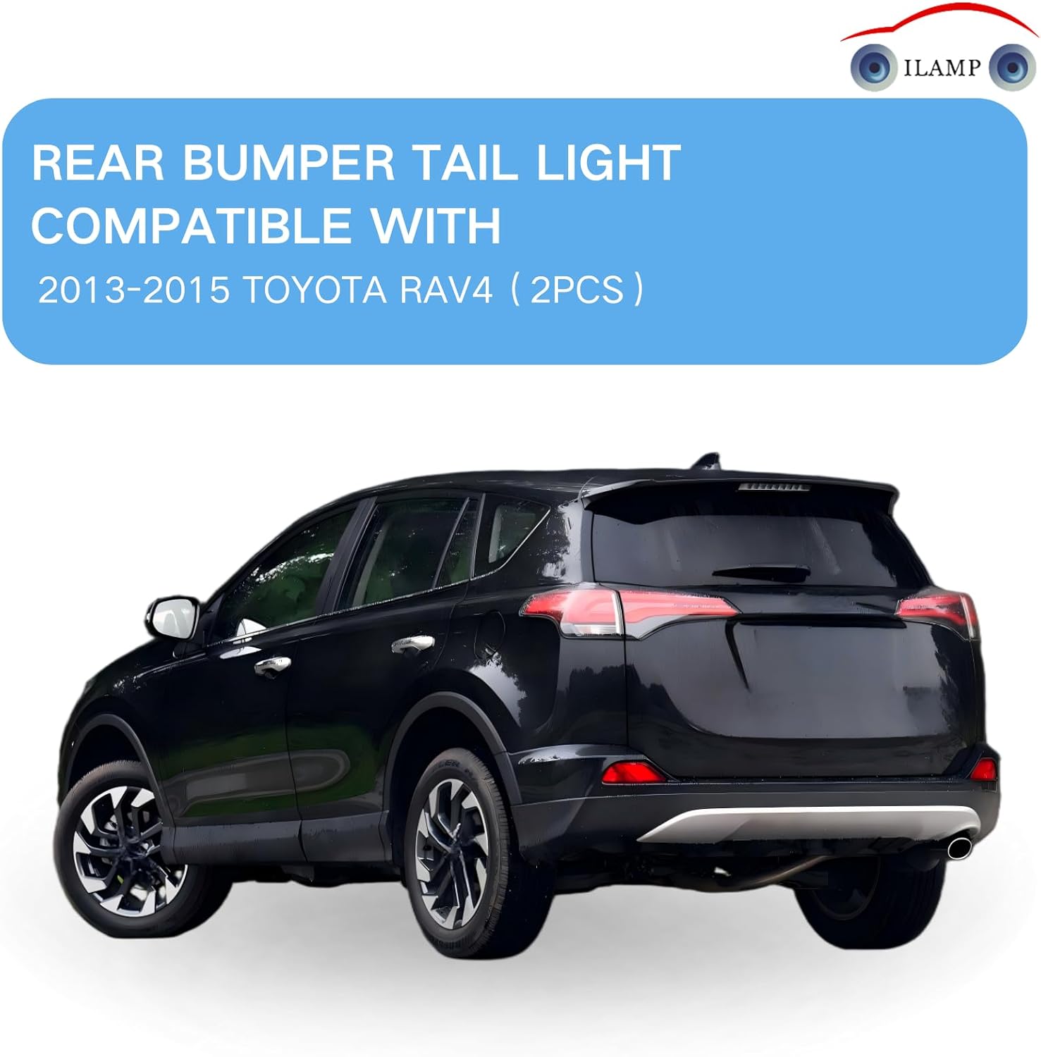 Rear Bumper Reflector Light Pair without Bulbs Fit for Toyota RAV4 2013 2014 2015, Left and Right Rear Bumper Reflector Lamps, OEM 81490-0R010 81480-0R020, 2PCS AM-RV14B09
