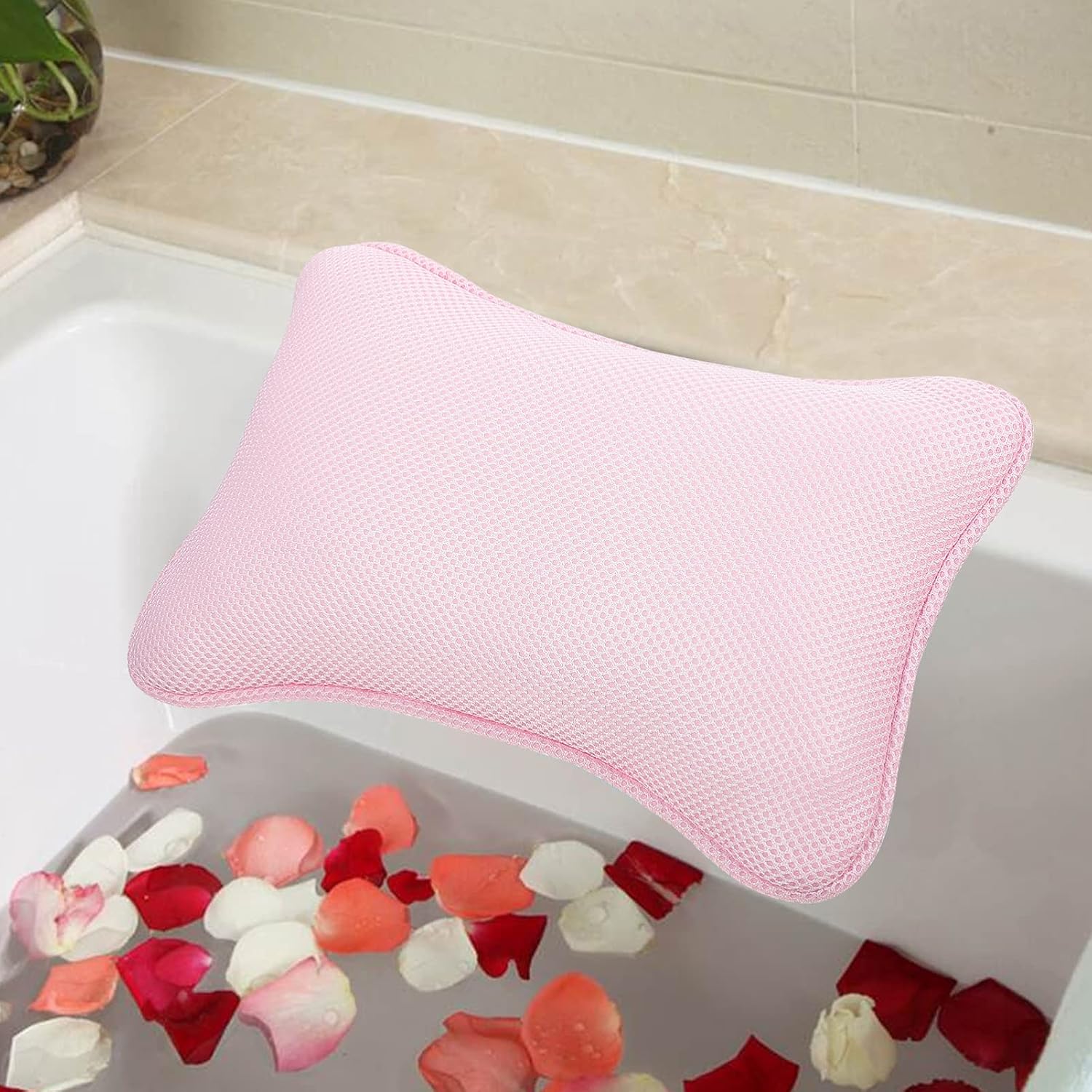 Zerodeko 1Pc Bathtub Suction Cup headrest hot tub Pillows Bath Cushion Shower Neck Pillow Bath spa Pillow Comfortable Pillow Mesh Bathtub Pillow Back Pillow Polyester Fiber