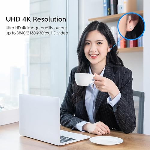 Miniatura 2 de TOALLIN Cámara web de seguimiento automático GC80 4K, seguimiento de IA por control de gestos, cámara web de transmisión con micrófonos duales,