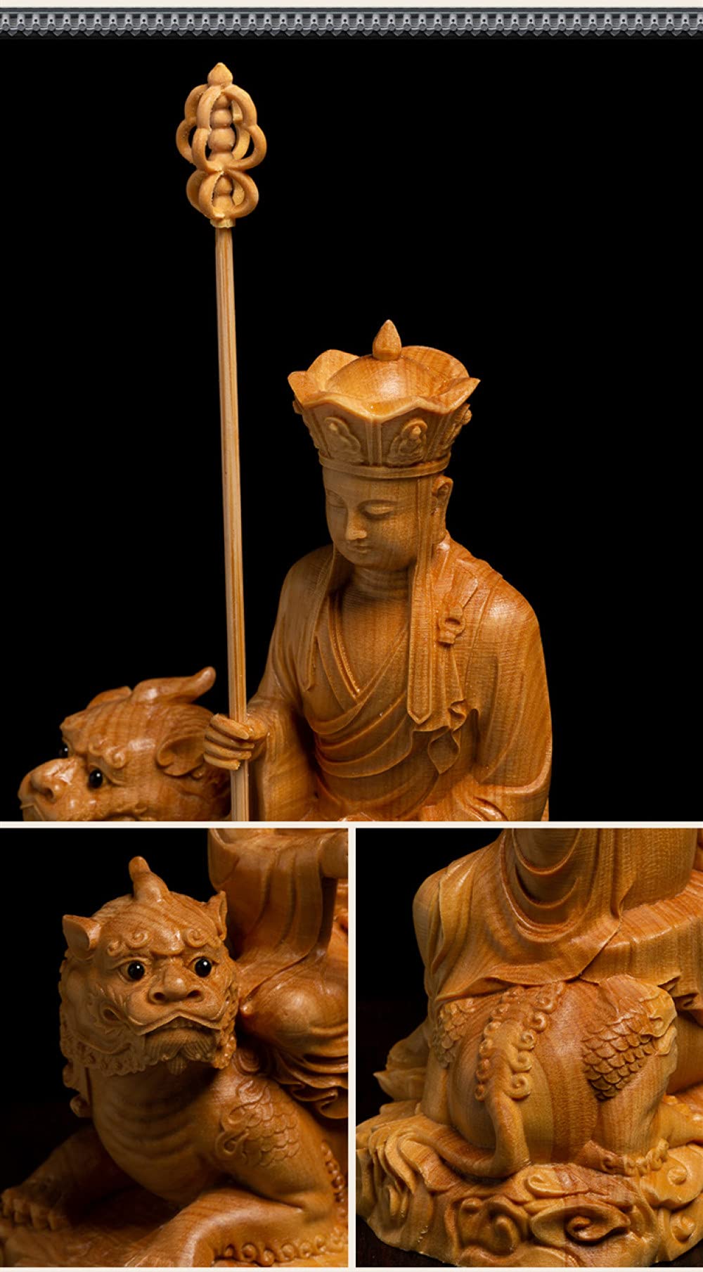 Amazon｜ツゲの木11cm地蔵菩薩彫刻木コレクション座る僧侶像仏像家の