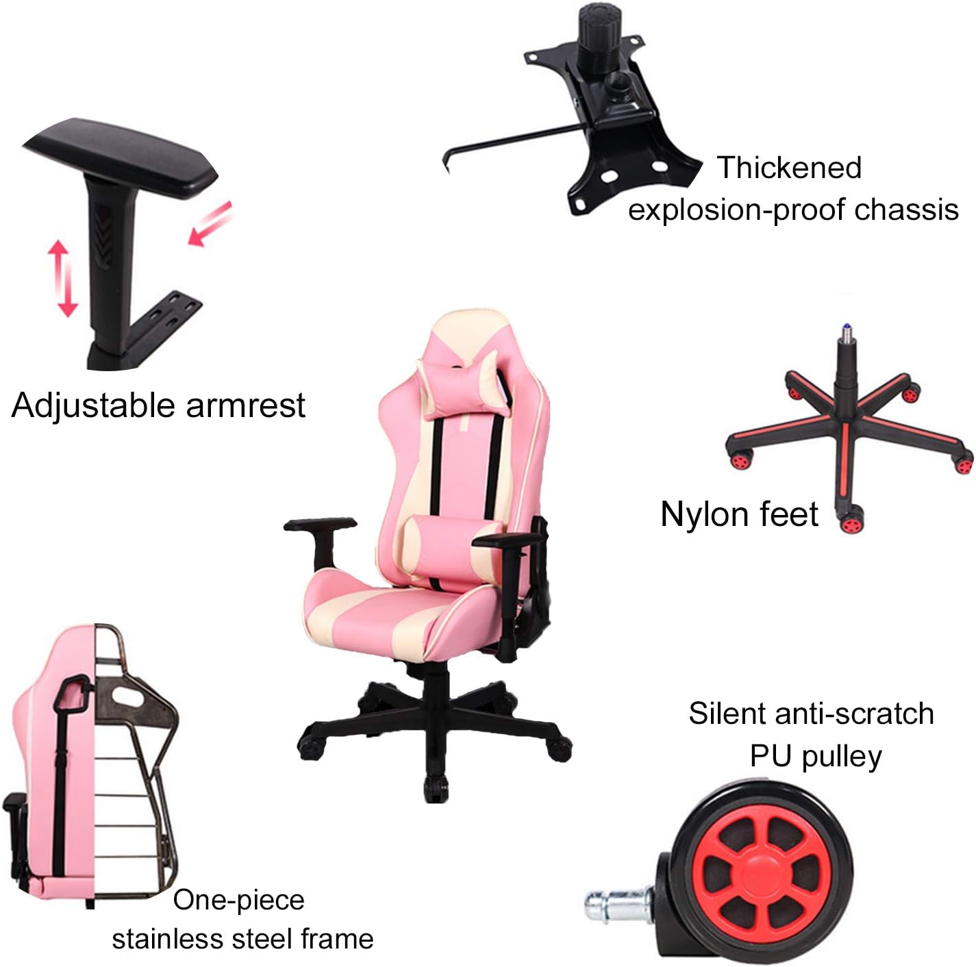 Renovation House Game Chair Office Chair with Massage Waist Support Used for Gaming Chair Anchor Chair Internet Cafe Competitive Player Chair Rotatable Adjustable Reclining Adult Game Chair