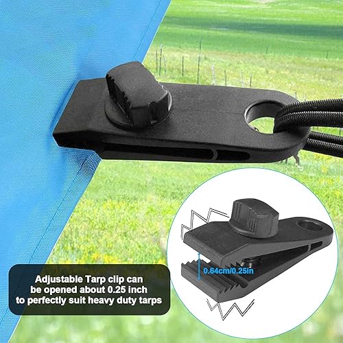 Miniatura 10 de Clips de lona grandes de alta resistencia, 12 abrazaderas de lona, tornillos de pulgar, clips de sujeción para tienda de campaña con 12 cuerdas