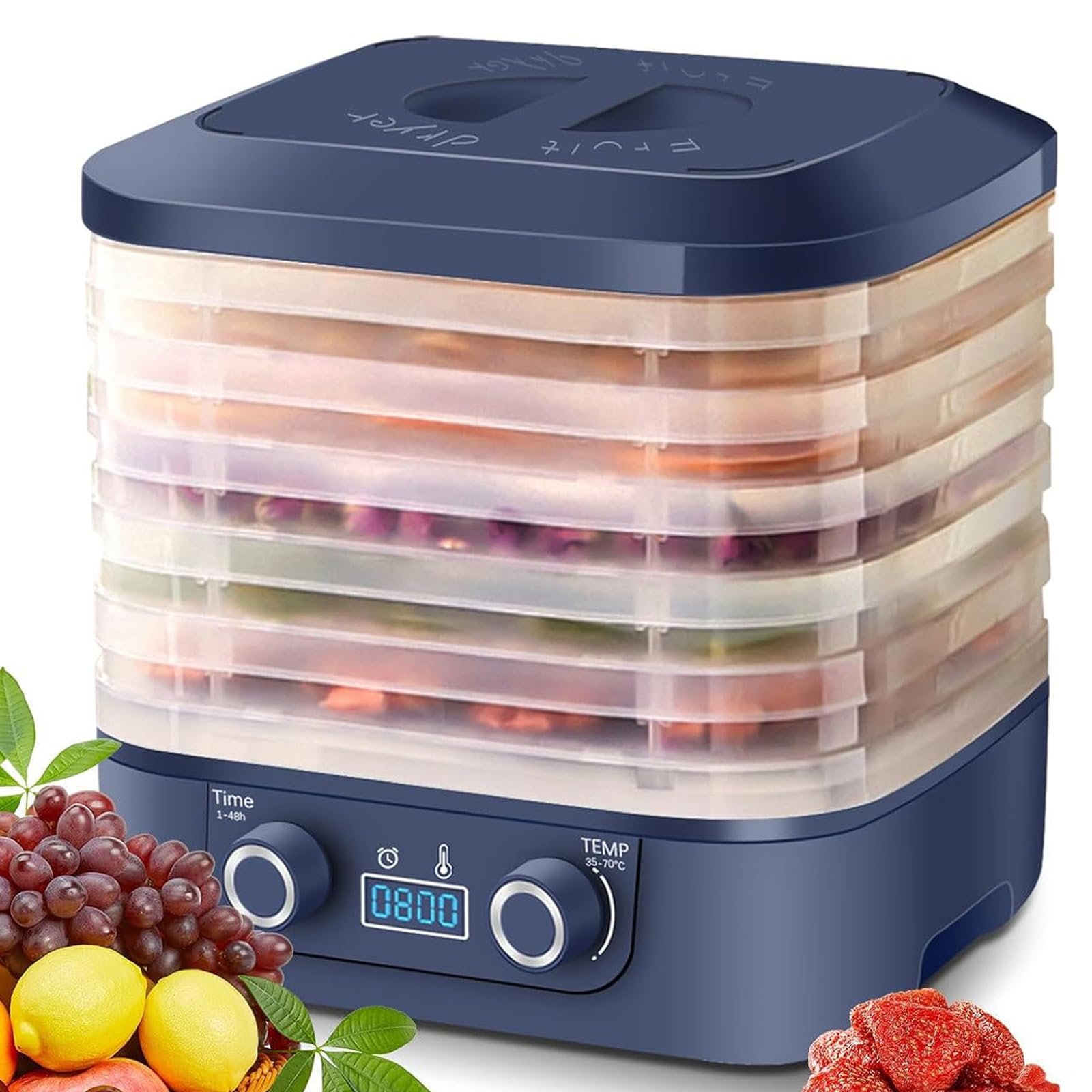 Elektryczny Dehydrator Żywności – 5-Poziomowy Automatyczny Suszarka Do Owoców & Mięsa Z Regulowaną Temperaturą I Timerem, Zdejmowane Tace, Do Warzyw, Jerky, Przekąsek I Więcej