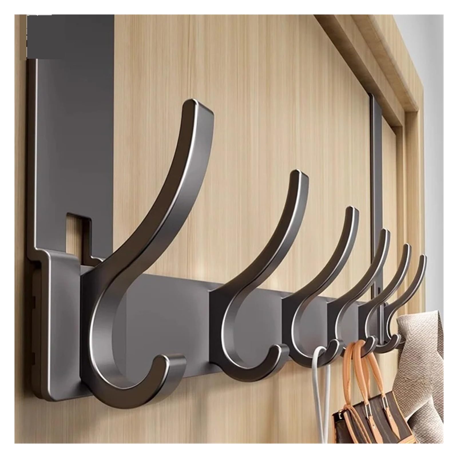 BARRINS Over The Door Hooks Hooks Behind The Door White 6 Hooks Short Section Without Punching Hangers Shelves Storage Entrance Door On The Hangers(Gray)