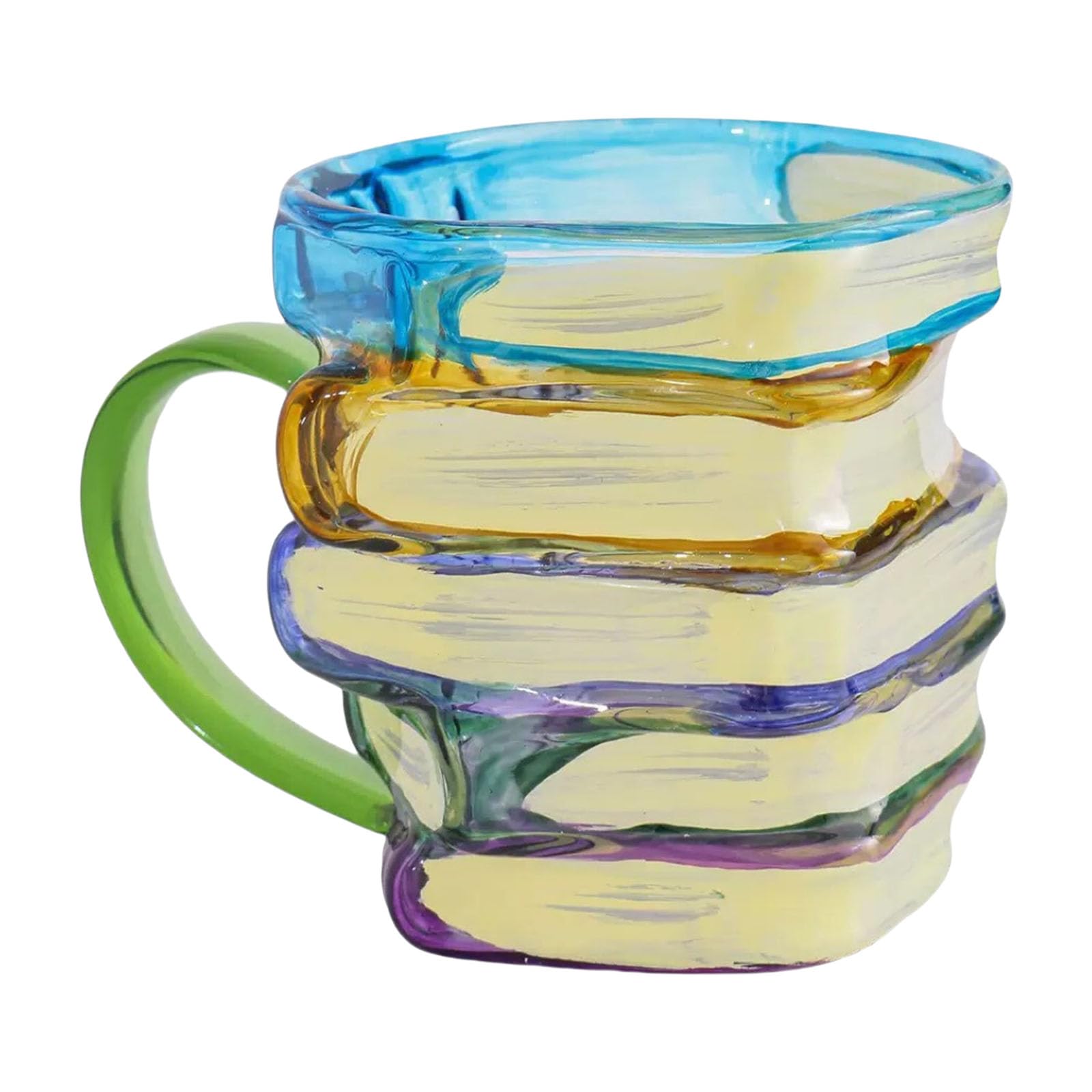 Qusinfc Glass Mug with Comfortable Grip Ideal for Hot Beverages Coffee Cup Ergonomic Handle Drinkware Painted Drinking Glass