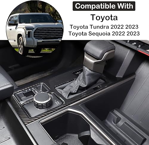 Vista 110 de Aunginsy Cubierta de panel de palanca de cambios de control central, compatible con Toyota Tundra/Sequoia 2022-2024, consola de palanca de cambios
