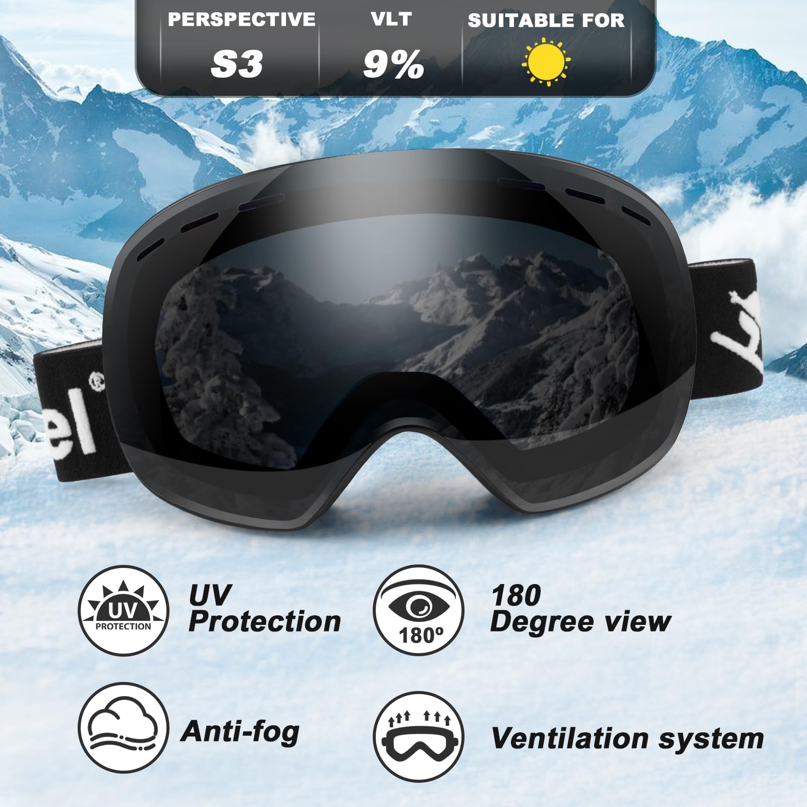 Trusiel Maschera Sci, Occhiali da Sci OTG, Anti Nebbia Anti-UV Maschera da Sci Donna Uomo, Occhiali da Sci Casco Compatibile per Sci Snowboard Sport Invernali