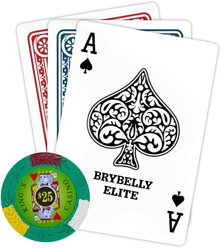 Vista 14 de Brybelly King's Casino Premium - Fichas de póquer de 0.49 oz, compuesto de arcilla pesada – Paquete de 50 $10 azul