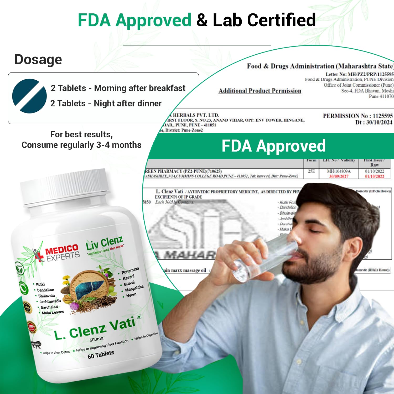 MedicoExperts L Clenz Vati - Liver Detox Supplement 120 Tabs (500 mg) | Potent Kutki, Dandelion & 9 liver detox ayurvedic herbs | Helps Repairing Liver From Alcoholic & Fatty Liver (1 Month) 3