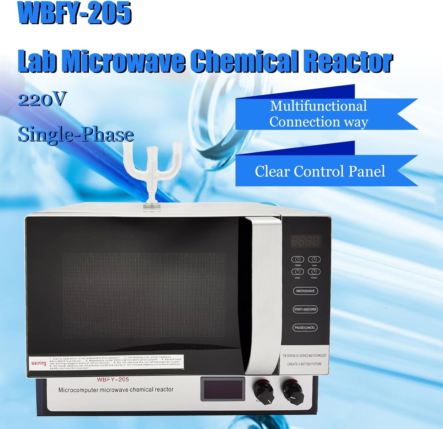 WBFY-205 Lab Microwave Chemical Reactor WBFY-205 Lab Microwave Synthesis Extractor Laboratory Chemical Reactor Continuous Laboratory Radiation Oven, AC220V Single-Phase