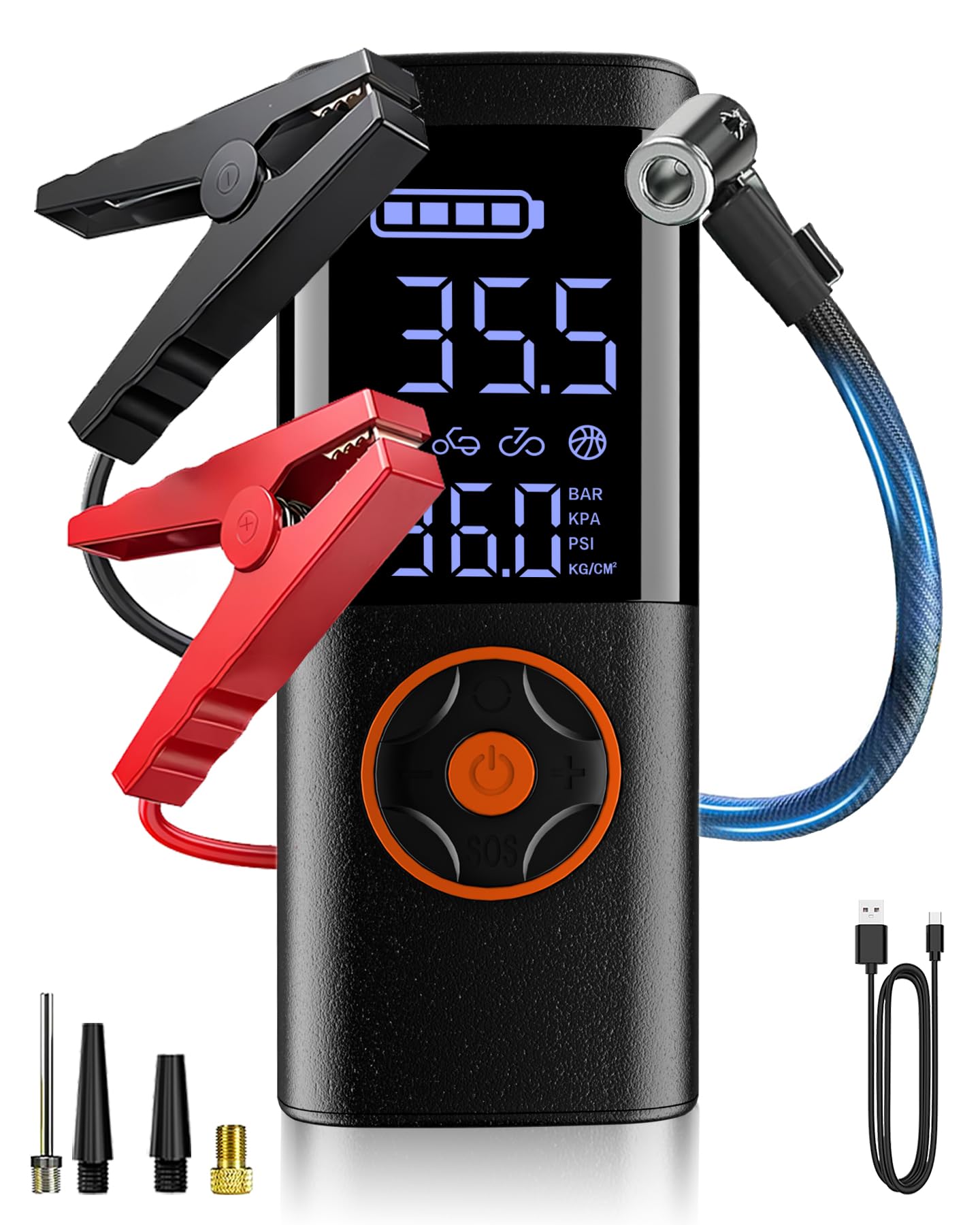 Jump Starter with Air Compressor 6000A Peak Car Jumper Starter Portable 150PSI 14 8V Jump Box with Jumper