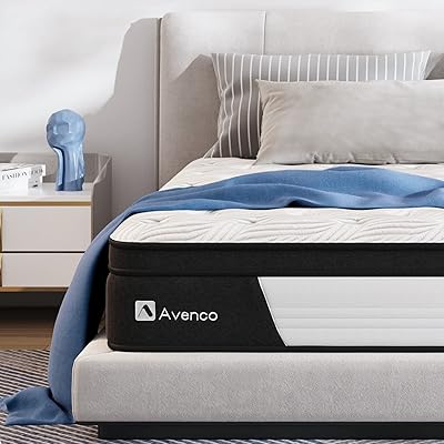 Avenco Queen Mattress 12 Inch, Hybrid Mattress Queen Medium Firm, Queen Mattress in a Box with Pocketed Springs CertiPUR-U...