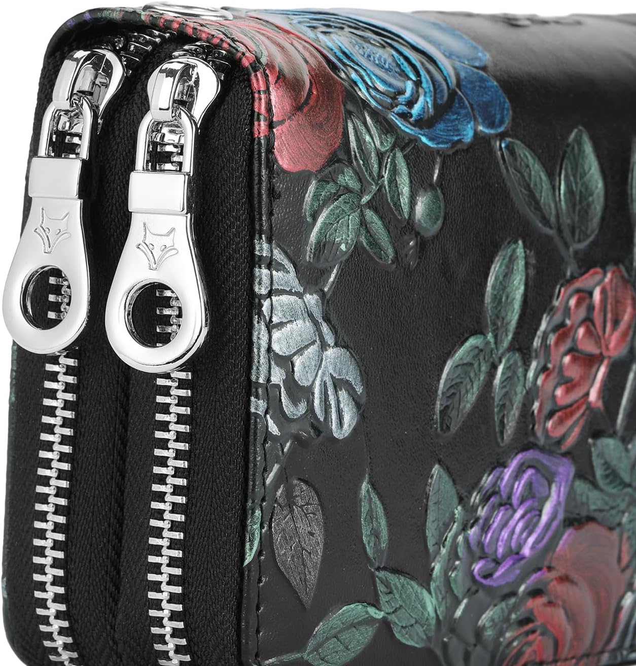 GOIACII Women's Wallet Large Capacity Double Zip Ladies Card Phone Holder RFID Blocking Wristlet Leather - Image 2