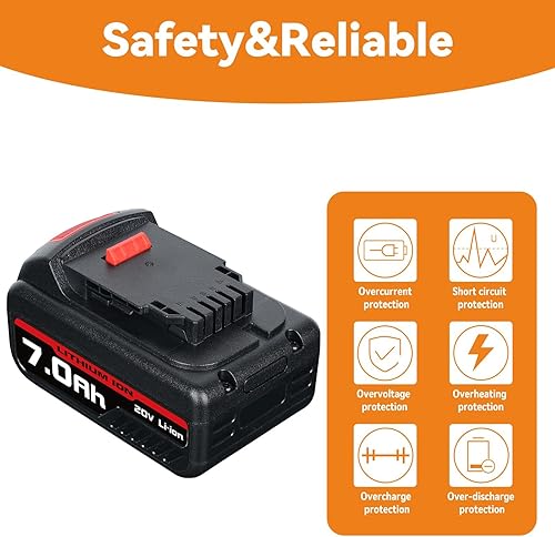 Miniatura 4 de FERRYBOAT 7.0Ah DCB206 Reemplazo para batería Dewalt 20V DCB200 DCB201 DCB203 DCB204 DCB206 DCB207 (paquete de 4)
