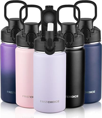 Miniatura 20 de Botella de agua aislada con tapa, botella de agua de acero inoxidable de 18 onzas para niños, niñas, botella de agua térmica de doble pared al vacío