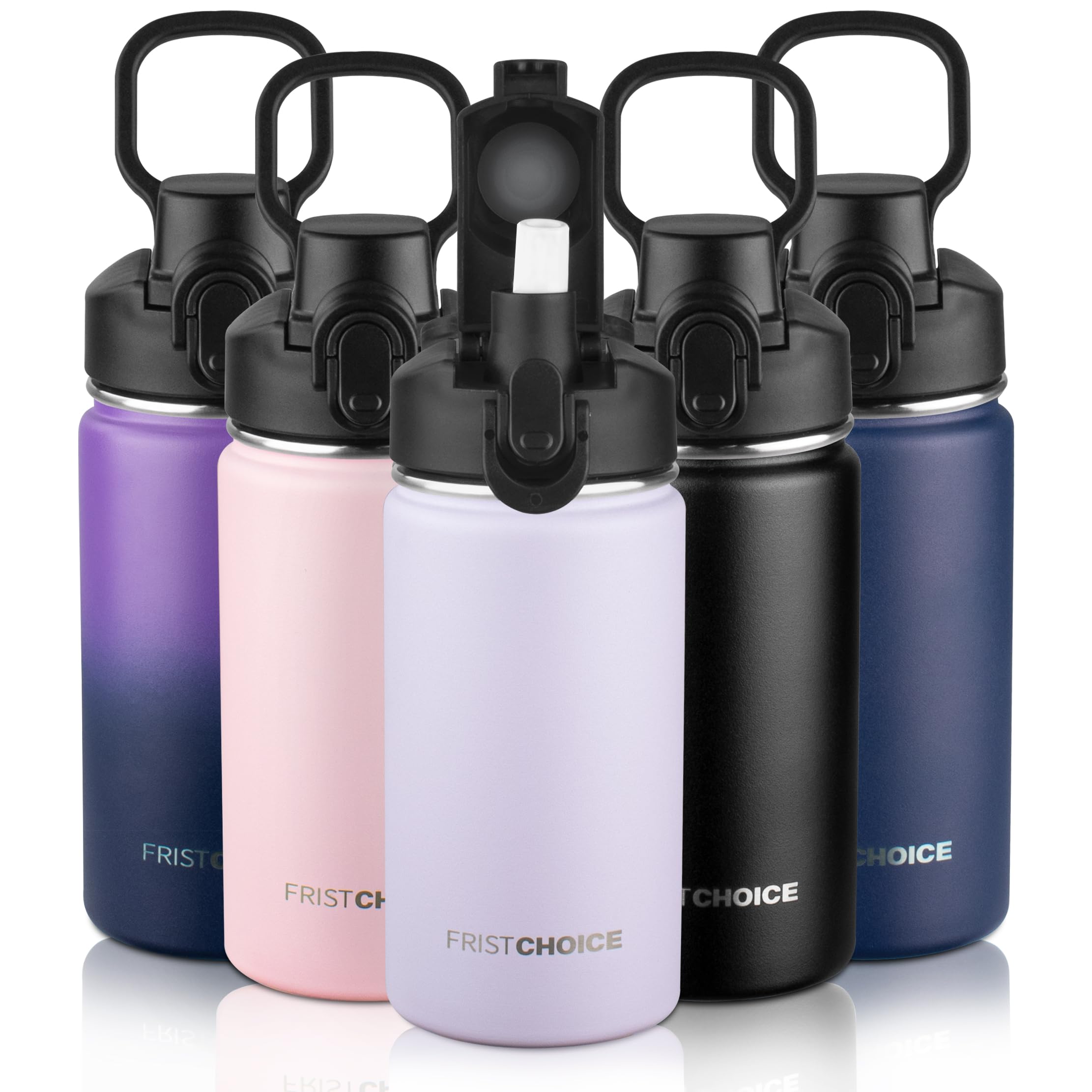 Insulated water bottle with Lid 14oz Stainless Steel Water Bottle for Boys Girls Double Wall Vacuum Wide Mouth