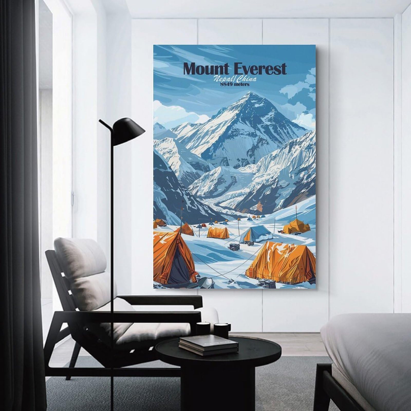 Junmoney Mount Everest Base Camp Wall Decor Canvas Print, 20x30inch(50x75cm), for Home Lounge, Bedroom Or Reading Nook, Decorative Artwork for Empty Walls