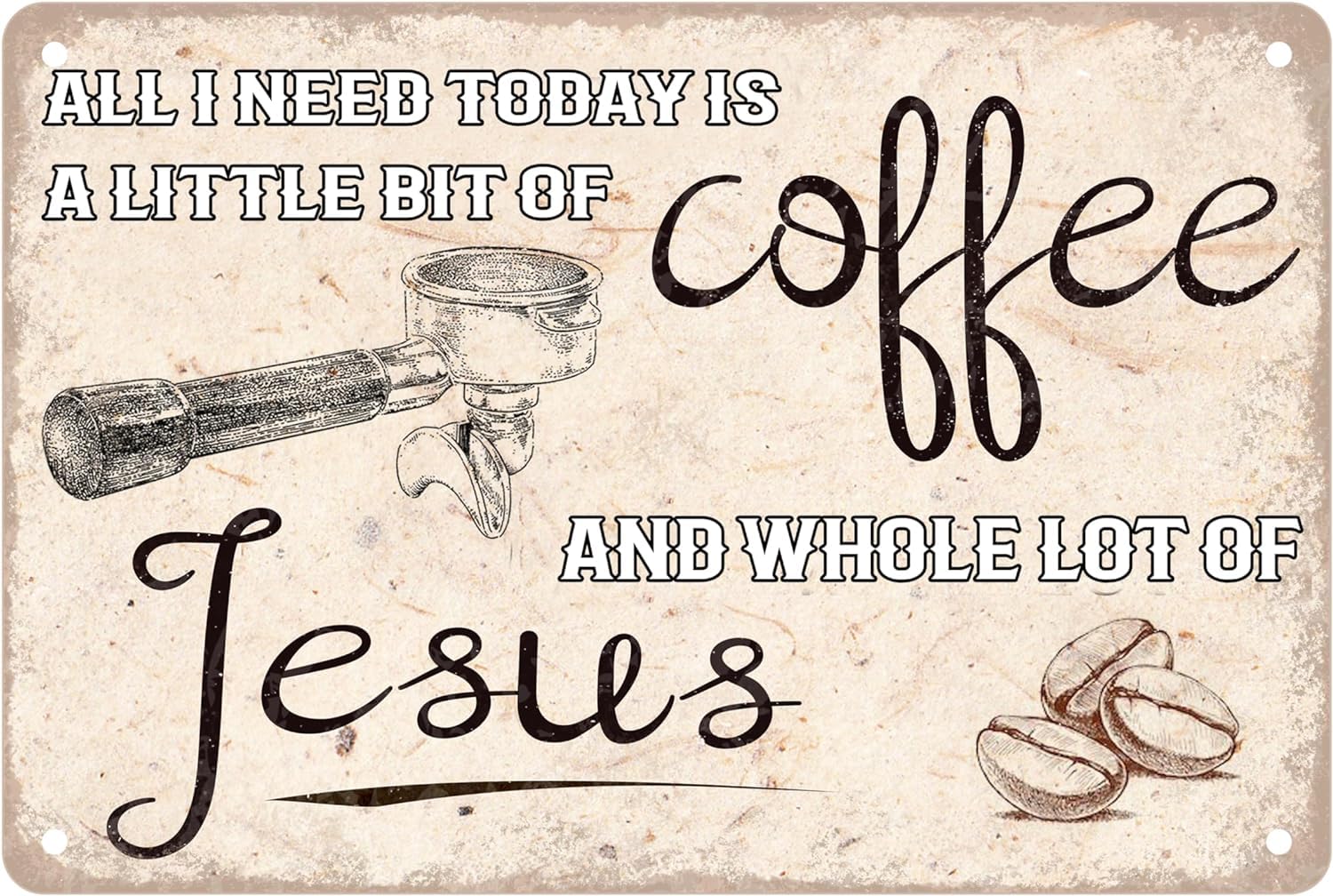 Anceky Funny Coffee Tin Sign Decor - Jesus & Coffee Lover - 12x16 inch
