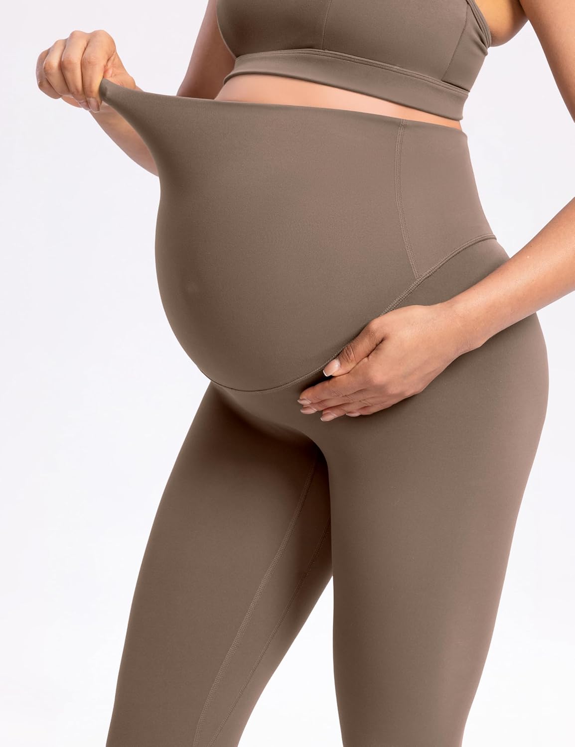 POSHDIVAH Women's Creamluxe Maternity Leggings 25"/28" Over The Belly Pregnancy Yoga Pants Active Workout Leggings - Image 5
