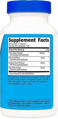 Miniatura 5 de Nutricost Natural Energy Pills Complex 120 cápsulas, 100 mg de cafeína, sin gluten, sin OMG