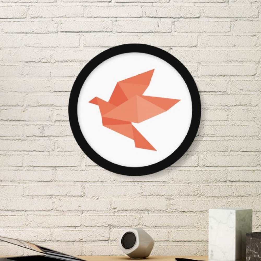 Cadre photo oiseau rouge origami abstrait grand bois rond noir art mural maison