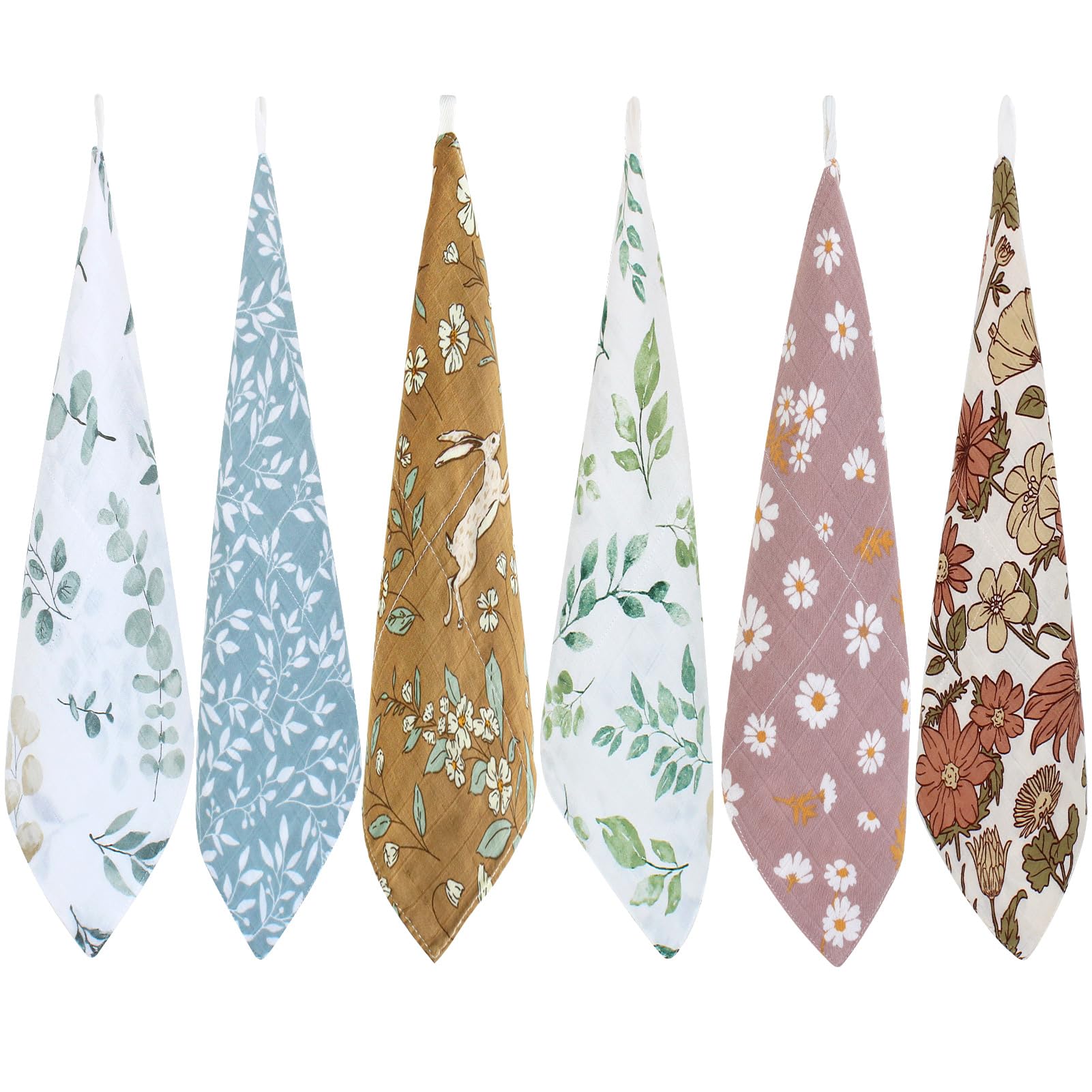 LifeTree Baby Washcloths Muslin 6 Pack, Soft Baby Muslin Cloths, Muslin Squares Baby Face Towel and Washcloths for Bath, Bibs for Girls & Boys 27x27cm[Amazon-developed Certification] Compact by Design