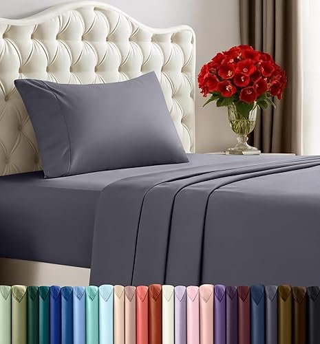 Utopia Bedding Twin Sheet Set – 3 Piece Bed Sheets for Twin Size Bed, Soft and Breathable Microfiber, Includes 1 Fitted Sheet, 1 Flat Sheet and 1 Pillowcase (Grey)