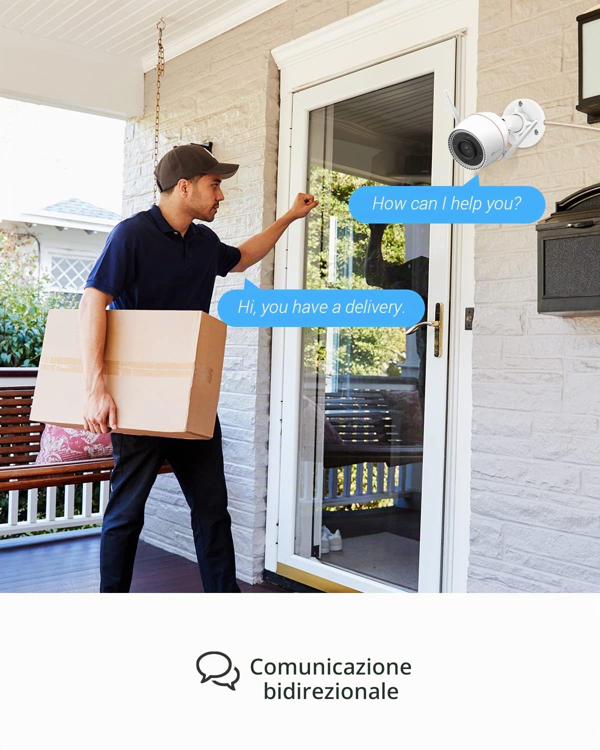 EZVIZ Telecamera da esterno 2K H8c, Wi-Fi obiettivo motorizzato +sd 128Gb | Protezione intelligente a 360 gradi, Sensore PIR, Visione notturna, include Micro SD da 128 GB