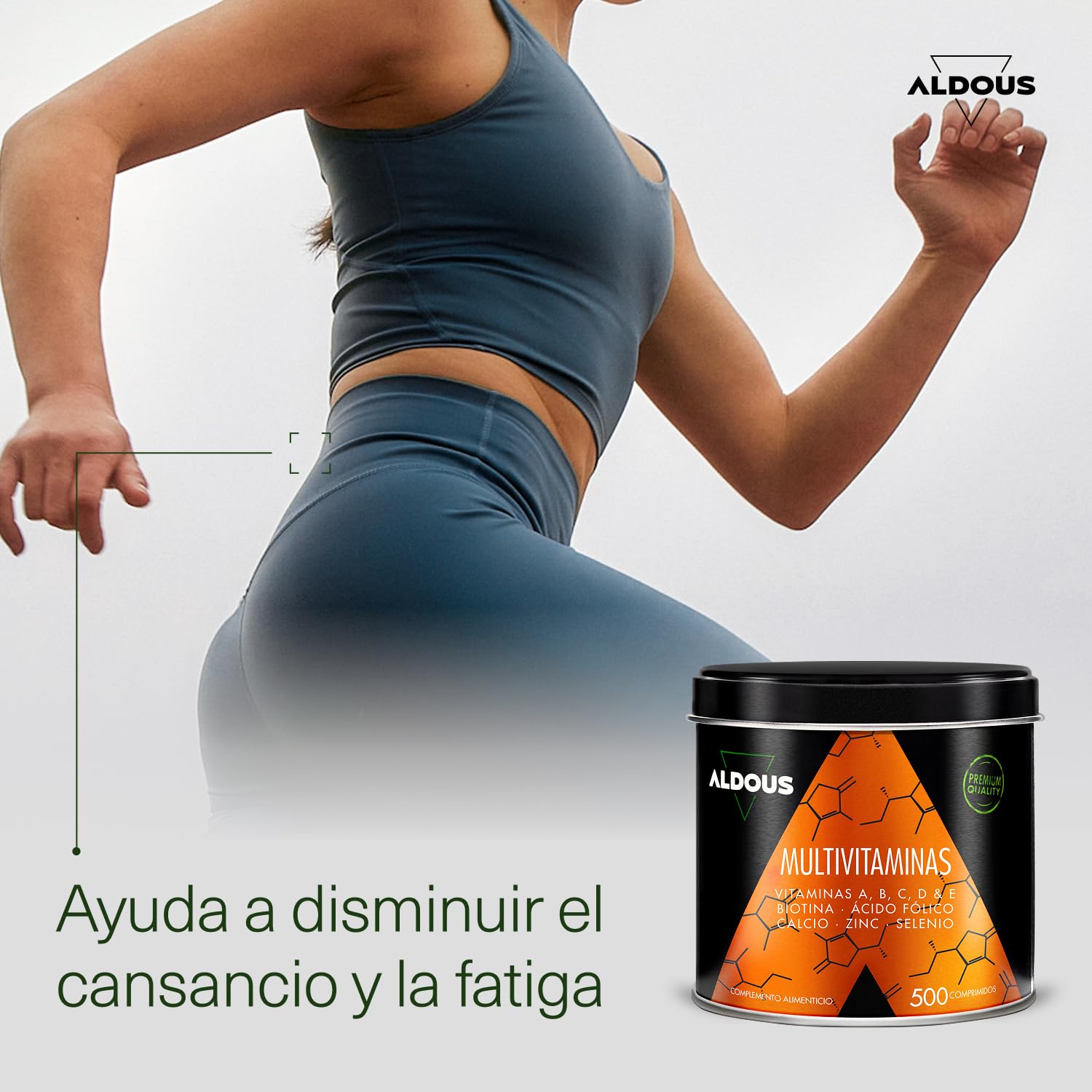 Multivitaminas Mujer y Hombre - 500 comprimidos + 1 año - Multivitaminico: Vitamina C, D, E, A, Vitaminas B, Biotina, Acido Folico, Calcio, Zinc, Selenio - Complejo Vitaminico Completo - ALDOUS