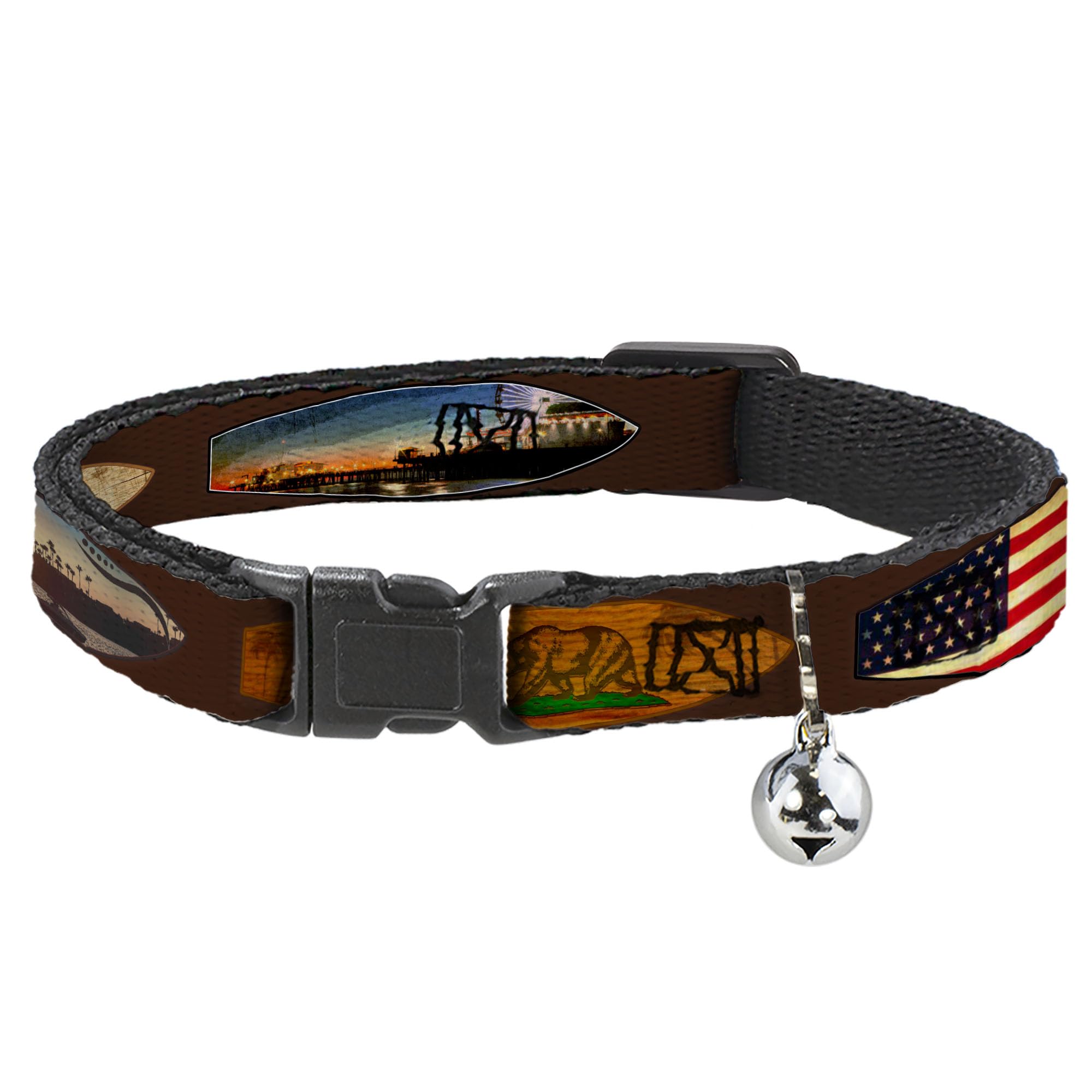 Cuello de gato mediano Buckle-Down breakaway de 1,27 cm con tabla de surf