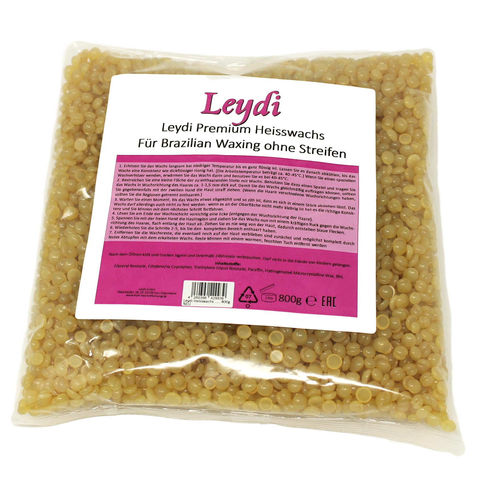 3x Leydi Heisswachs Perlen 800g - Heisswax für Brazilian Waxing
