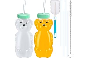 Baby Straw Cups - Honey Bear Shape 2 PCS 8 OZ Straw Bottles