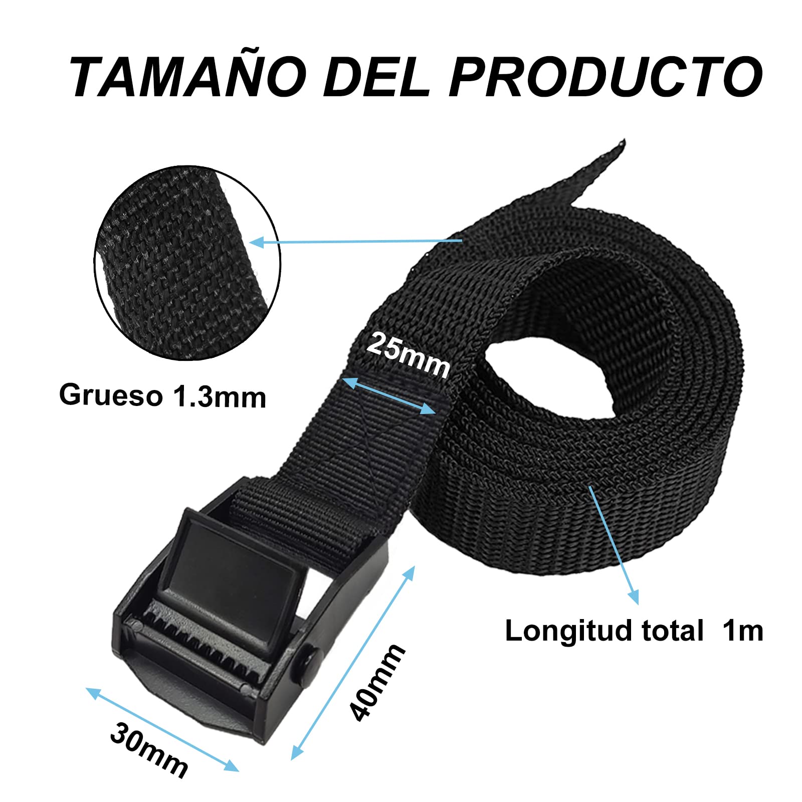 Correas tensoras mejoradas, 1 m, 4 unidades, poliéster de alta calidad, cierre de zinc, práctico para bicicletas, piezas pequeñas, uso diario
