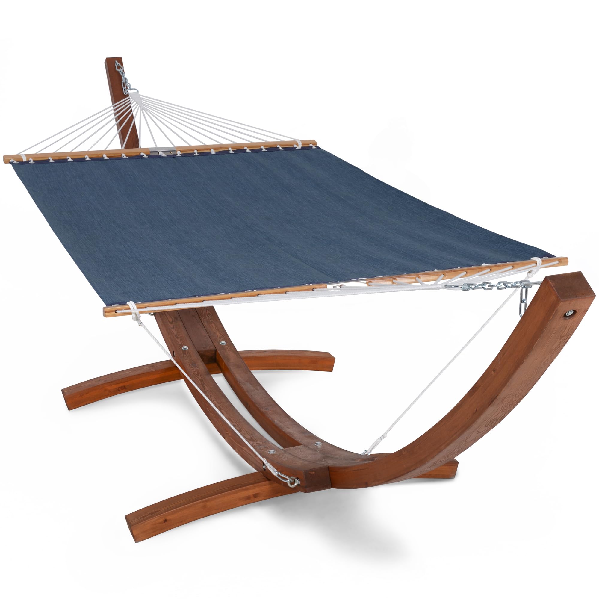 SUNCREAT Hammocks Standing Backyard Hammock with Stand, 2 Person Heavy Duty Hammock with 13.5 ft Wooden Stand, Navy