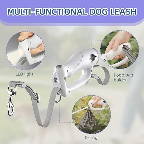 Miniatura 3 de Correa de perro no retráctil de 5.3 pies para perros con soporte integrado para bolsa de excrementos, diseño ligero, sin enredos, mango