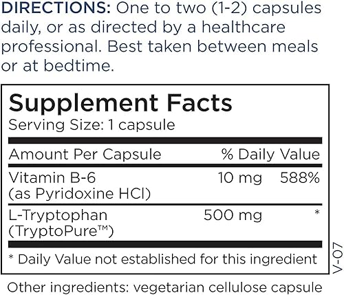 Miniatura 5 de Metabolic Maintenance L-triptófano - 500 mg de aminoácido en la forma libre para una absorción superior + vitamina B6 - Suplemento de estado de