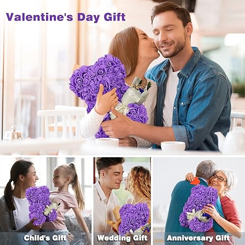 Miniatura 3 de Regalos de oso de rosas para ella, oso de peluche rosa rosa, regalos de cumpleaños para mujeres, esposa, hija, novia, oso de flores con ramo de