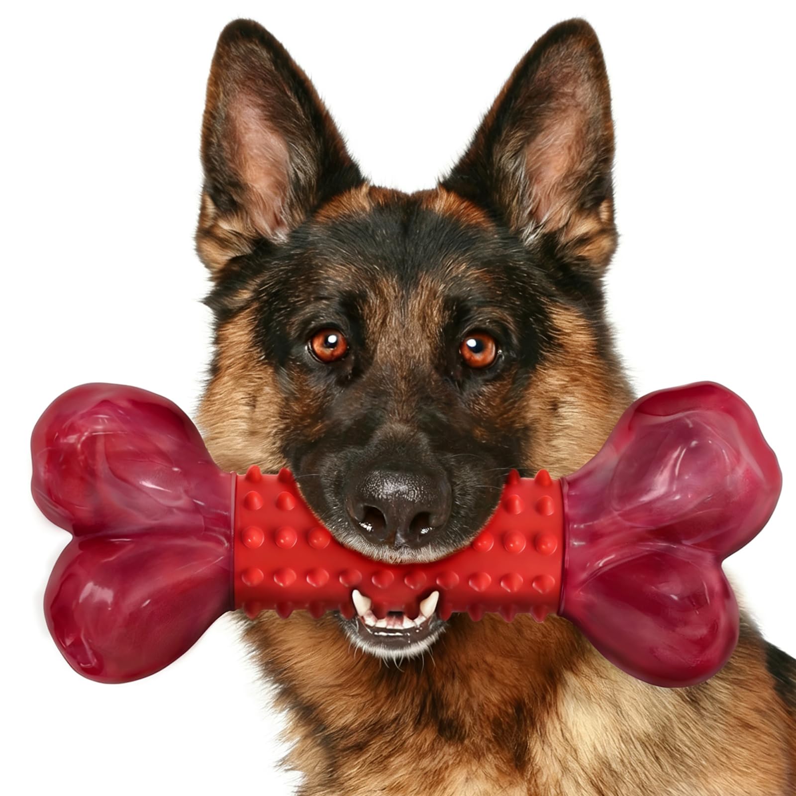 Apasiri Tough Dog Toys for Aggressive Chewers Beef Flavor 8 Dog Chew Bone for Large Breed Nylon Rubber