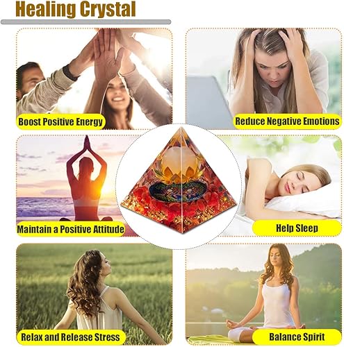 Miniatura 8 de Pirámide de cristal pirámide de orgonita flor de la vida pirámide de orgonita curativa pirámide de piedras preciosas para protección positiva del