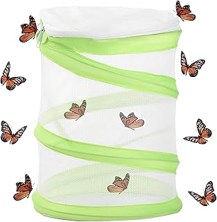 Stick Insect Starter Kit,Collapsible Bug Catcher Net Butterfly Habitat Cage Insect Reproduction Mesh Portable Butterfly Bug Catcher Mesh for, Insects Catching and Science Education (Grass Green)
