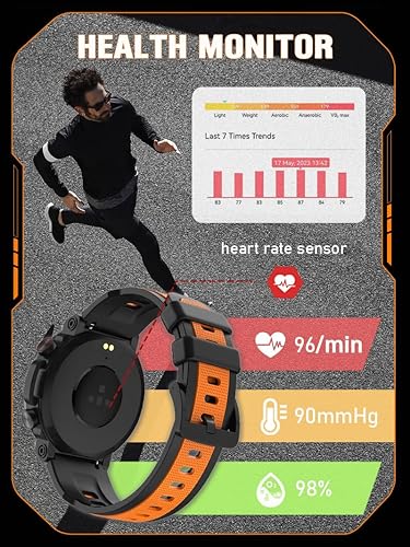 Miniatura 2 de Relojes inteligentes militares para hombres, reloj inteligente táctico, hacerresponder llamadas, frecuencia cardíaca, oxígeno en sangre, monitor de