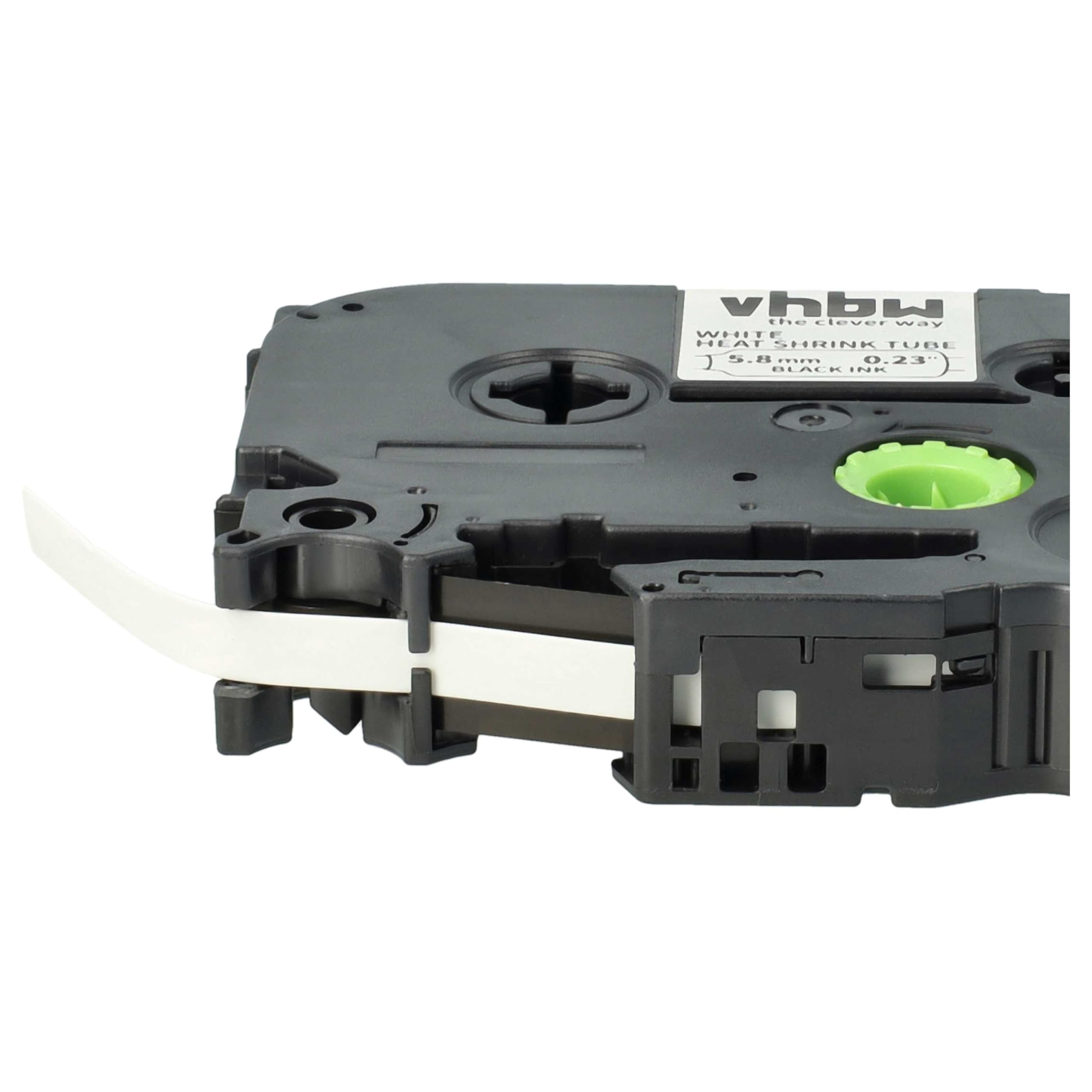 vhbw 5x taśmy kompatybilne z Brother P-Touch PT-P900W drukarka etykiet 1,5 m x 5,8 mm czarno-białe, kaseta z tuleją termokurczliwą