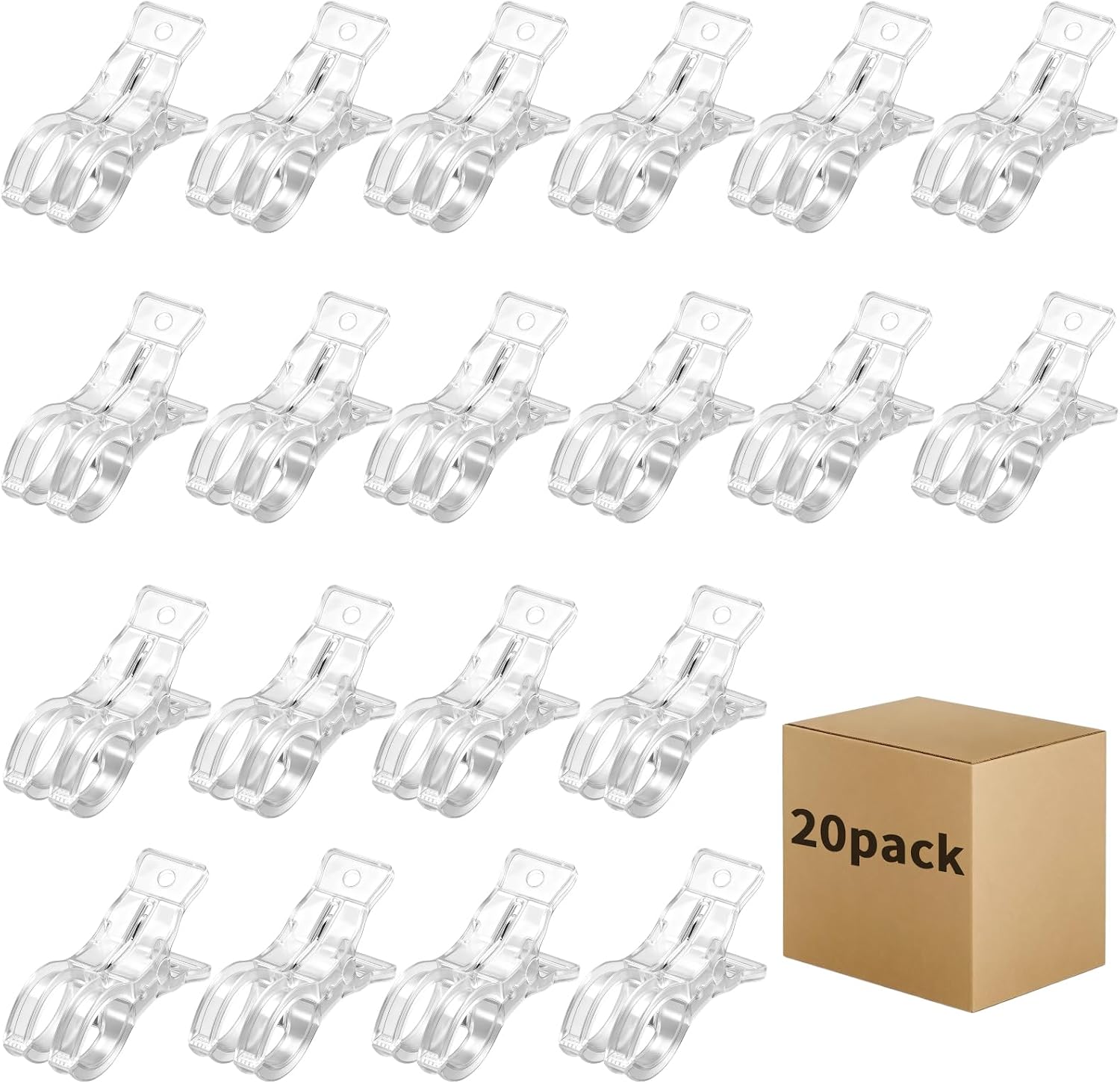 20 Pack Clear Spring Clamps, 3.5 Inch Large Balloon Arch Clips Heavy Duty Invisible Backdrop Clips for Birthday Wedding Party Crafts Woodworking Photography Studio Clothing
