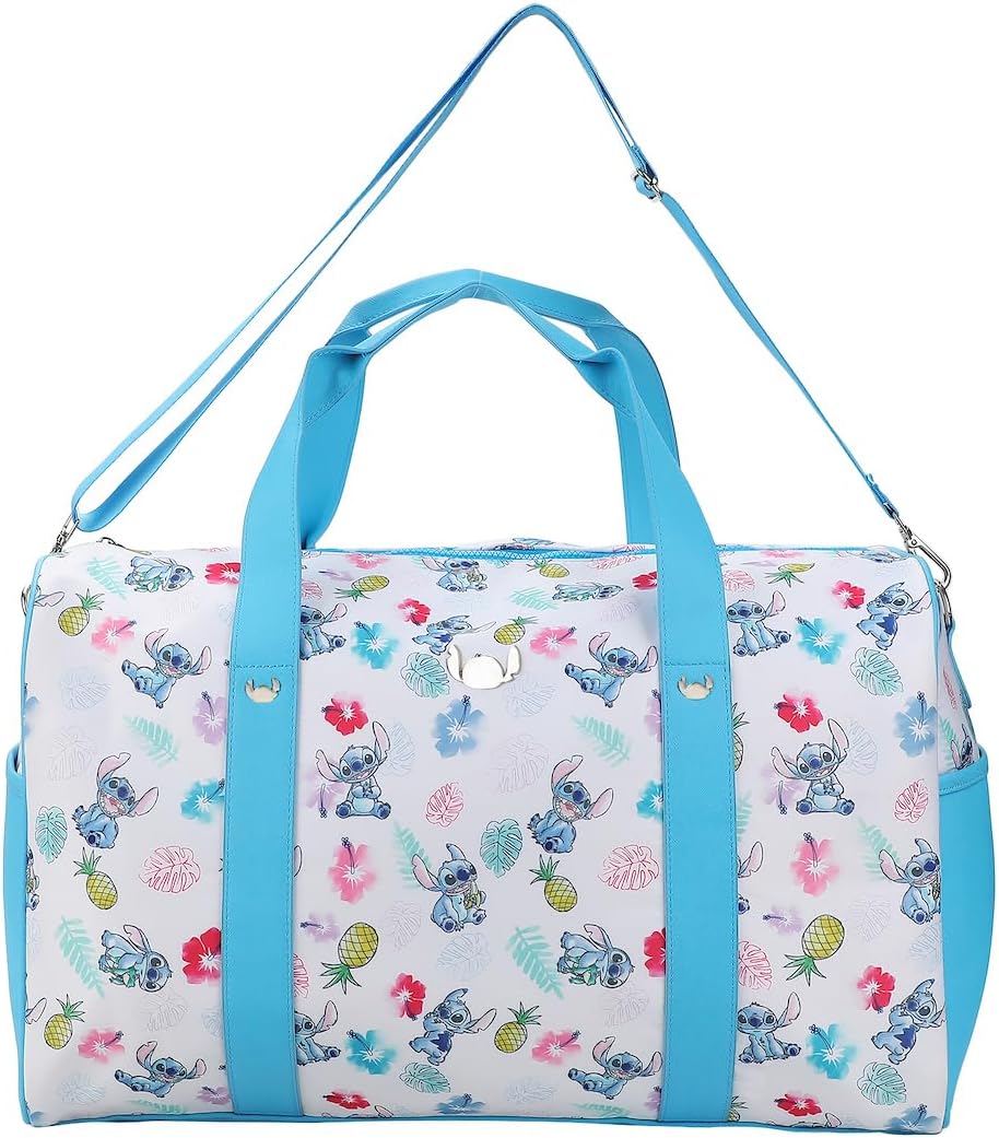 Disney Stitch Tropical Watercolor Print White 18" Duffle Bag